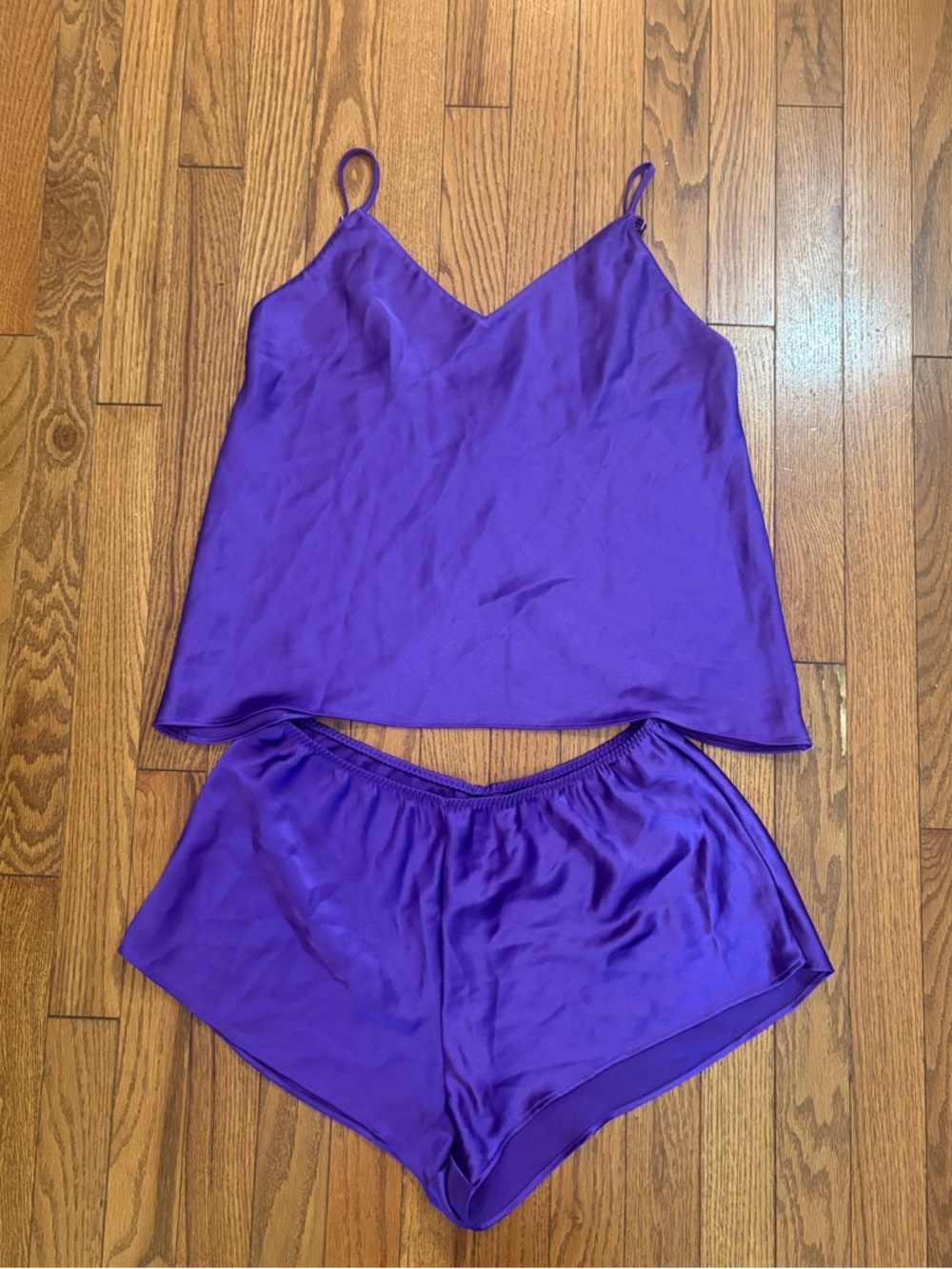 Victoria's Secret Vintage Purple Satin Camisole & Shorts Pajama Set